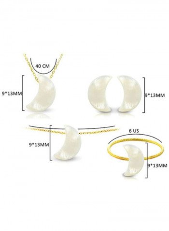 18 Karat Gold Crescent Shape Mother Of Pearl Jewellery Set