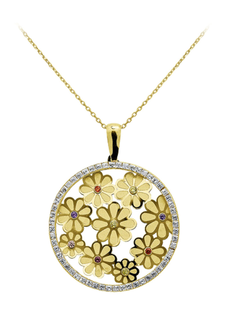 18K Gold Floral Pendant