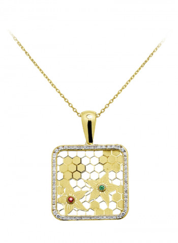 18K Gold Square Shaped Pendant