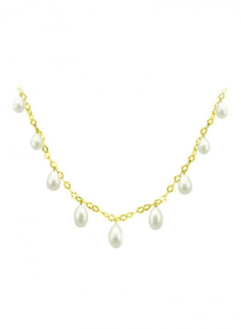 18 Karat Gold Pearl Studded Drops Necklace