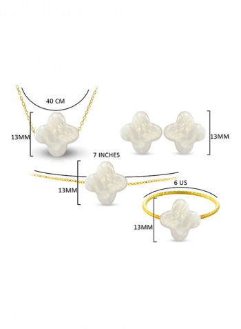 18 Karat Gold Plum Flower Pearl Jewellery Set