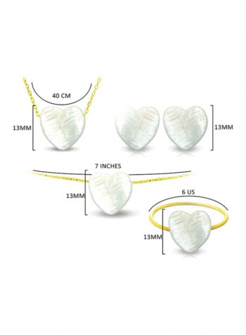 5-Piece 18 Karat Gold Heart Shape Mother Of Pearl Jewellery Set