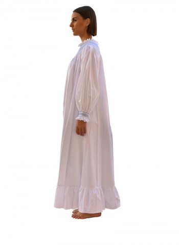 Long Sleeve Maxi Smock Dress White 2