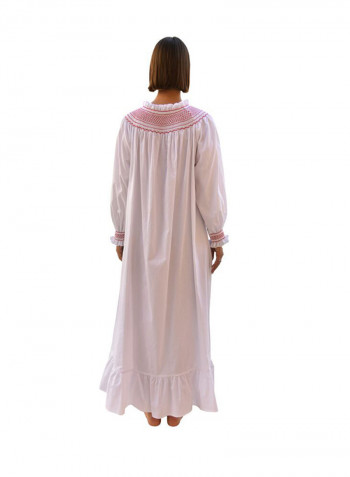 Long Sleeve Maxi Smock Dress White