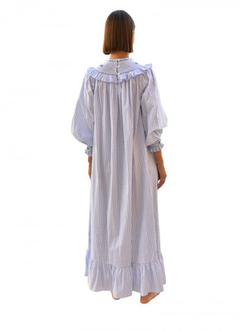 Long Sleeve Smock Maxi Blue