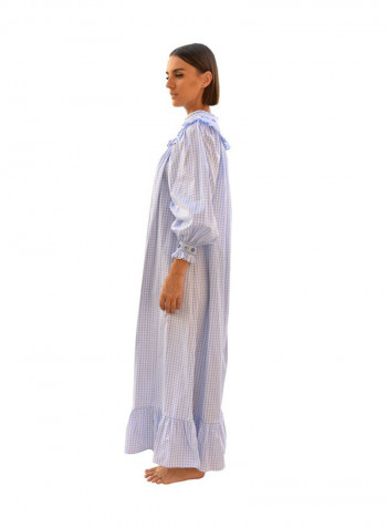 Long Sleeve Smock Maxi Blue