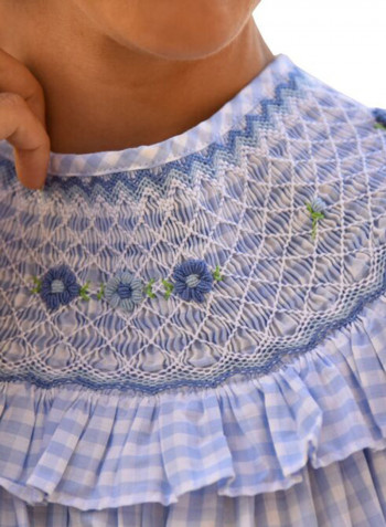 Long Sleeve Smock Maxi Blue