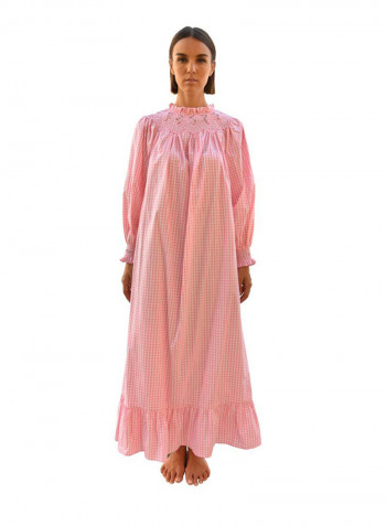 Long Sleeve Smock Maxi Pink