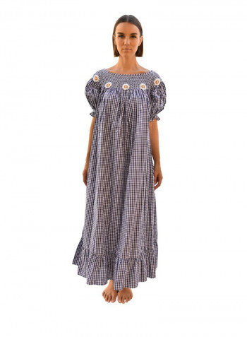 Short Sleeve Smock Maxi Dark Blue