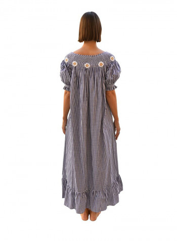 Short Sleeve Smock Maxi Dark Blue