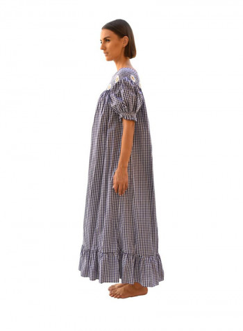 Short Sleeve Smock Maxi Dark Blue
