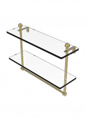 Two Tiered Integrated Towel Bar Glass Shelf Clear/Gold 16inch