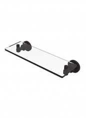 Washing Square Collection Vanity Beveled Edges Glass Shelf Clear/Black 16inch