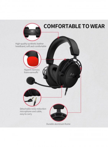 Hyperx Cloud Over-Ear Gaming Headset With Detachable Mic For PS4/PS5/XOne/XSeries/NSwitch/PC Black
