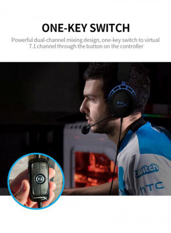 Hyperx Cloud Over-Ear Gaming Headset With Detachable Mic For PS4/PS5/XOne/XSeries/NSwitch/PC Black/Blue
