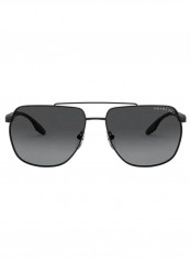 Men's rectangular MATTE BLACK Sunglasses with polar grey gradient lenses - Lens Size: 62 mm