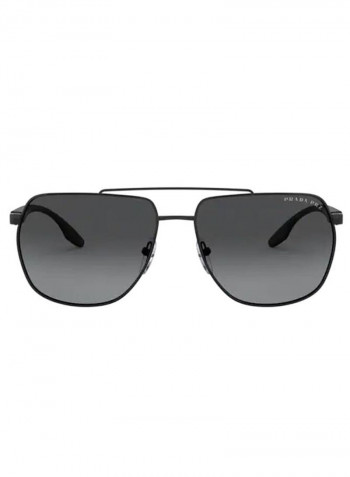 Men's rectangular MATTE BLACK Sunglasses with polar grey gradient lenses - Lens Size: 62 mm