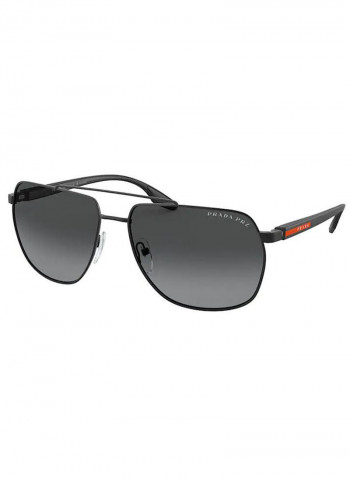 Men's rectangular MATTE BLACK Sunglasses with polar grey gradient lenses - Lens Size: 62 mm