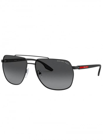 Men's rectangular MATTE BLACK Sunglasses with polar grey gradient lenses - Lens Size: 62 mm