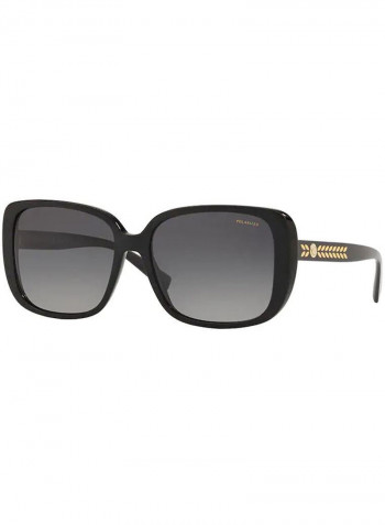 Women's Square Black Sunglasses With Light Grey Gradient Dark Grey Lens - Lens Size: 56 mm