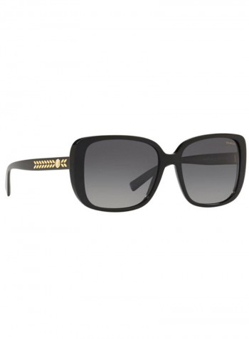 Women's Square Black Sunglasses With Light Grey Gradient Dark Grey Lens - Lens Size: 56 mm