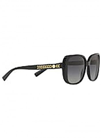 Women's Square Black Sunglasses With Light Grey Gradient Dark Grey Lens - Lens Size: 56 mm