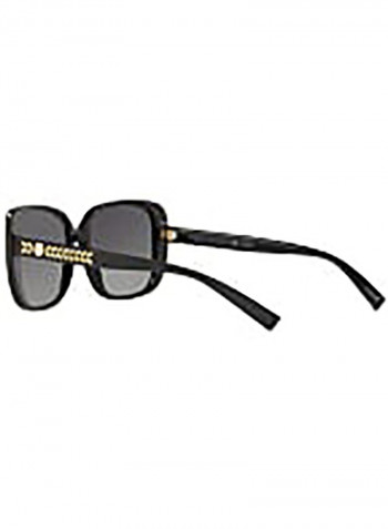 Women's Square Black Sunglasses With Light Grey Gradient Dark Grey Lens - Lens Size: 56 mm