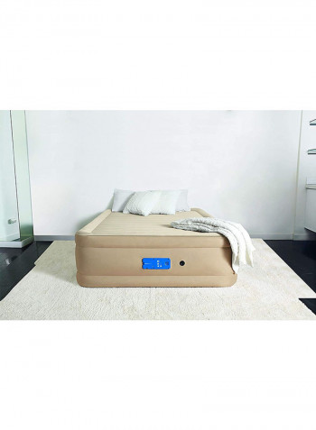 Airbed Queen With Built-In AC Pump Polyester Beige 203x152x51cm