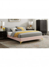 Sutton Twin Bed Frame With Spring Mattress Pink 200x120cm