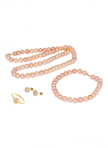 18 Karat Gold Pearl Strand 4 Piece Jewellery Set