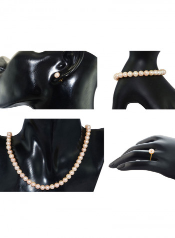 18 Karat Gold Pearl Strand 4 Piece Jewellery Set