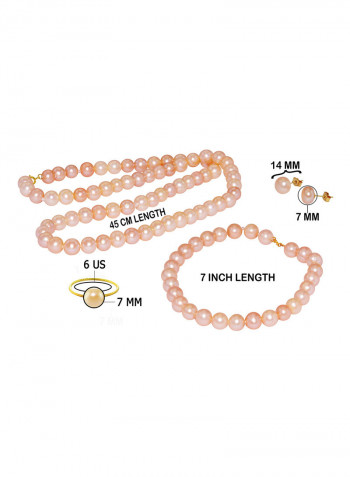 18 Karat Gold Pearl Strand 4 Piece Jewellery Set