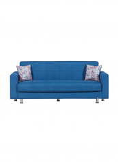 Three Seater Zeus Storage Sofa Bed With Printed Cushion Blue/Red/White