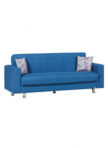 Three Seater Zeus Storage Sofa Bed With Printed Cushion Blue/Red/White