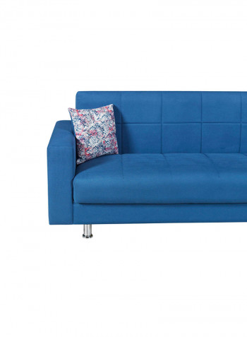 Three Seater Zeus Storage Sofa Bed With Printed Cushion Blue/Red/White
