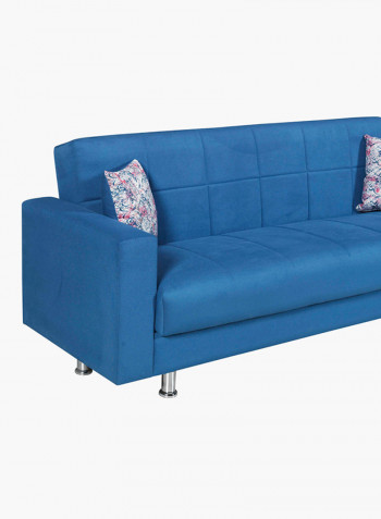 Three Seater Zeus Storage Sofa Bed With Printed Cushion Blue/Red/White