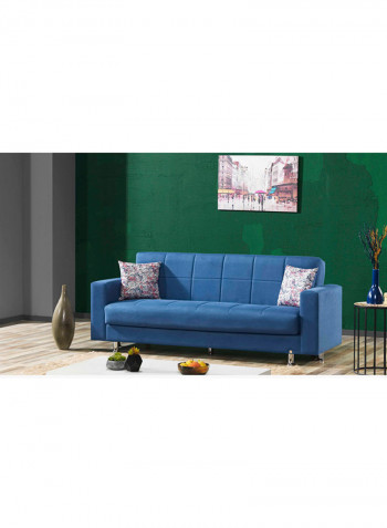Three Seater Zeus Storage Sofa Bed With Printed Cushion Blue/Red/White