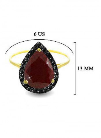 18 Karat Gold Genuine Black Diamonds Ruby Ring