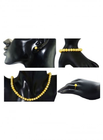 18 Karat Gold Golden Pearl Strand Jewellery Set