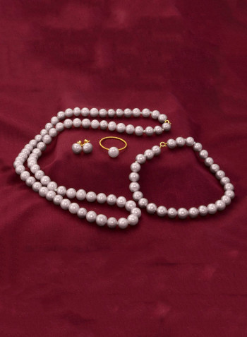 18 Karat Gold Pearl Strand 4 Piece Jewellery Set