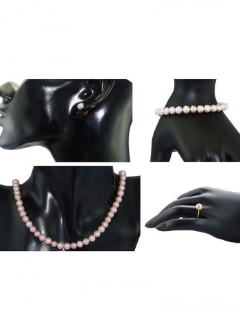 18 Karat Gold Pearl Strand 4 Piece Jewellery Set