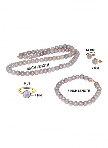 18 Karat Gold Pearl Strand 4 Piece Jewellery Set