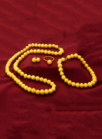 18 Karat Gold Pearl Strand 4 Piece Jewellery Set