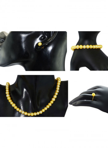 18 Karat Gold Pearl Strand 4 Piece Jewellery Set