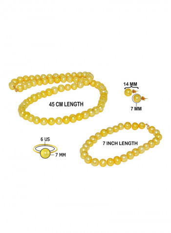 18 Karat Gold Pearl Strand 4 Piece Jewellery Set