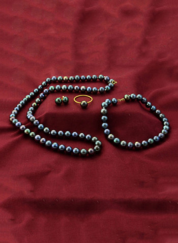 18 Karat Gold Pearl Strand 4 Piece Jewellery Set