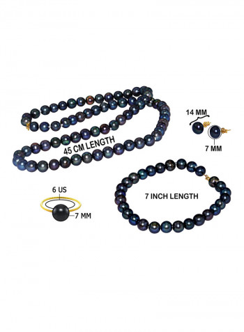 18 Karat Gold Pearl Strand 4 Piece Jewellery Set