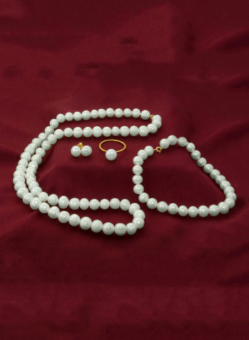 18 Karat Gold Pearl Strand 4 Piece Jewellery Set