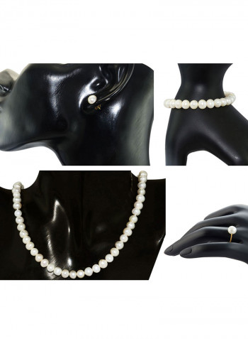 18 Karat Gold Pearl Strand 4 Piece Jewellery Set