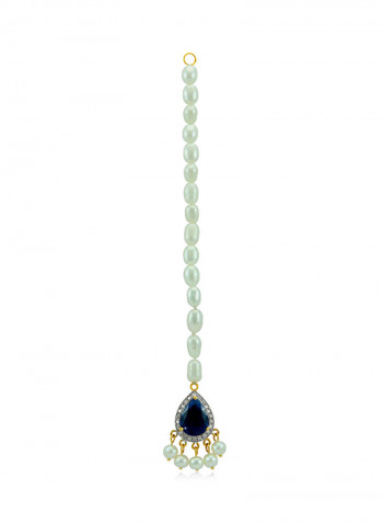 18K Gold Diamonds Royal Indian Sapphire Head Piece 0.12 Carat